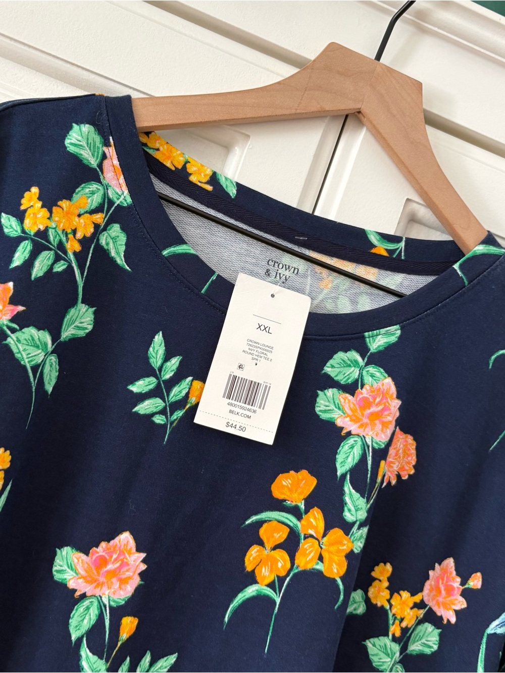 Crown & Ivy NWT XXL Navy Neon Floral Shirt - Picture 2 of 4